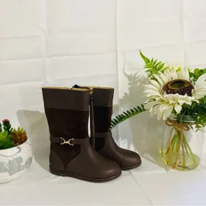 JANIE and JACK Stylish Brown Boots with Buckle Detail