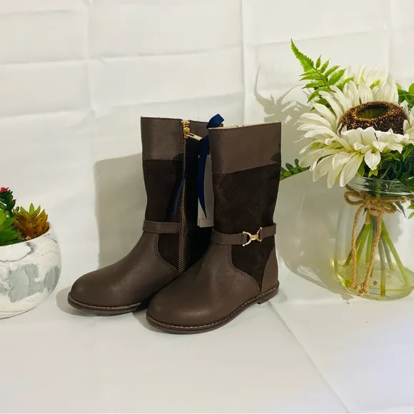 JANIE and JACK Stylish Brown Boots with Buckle Detail