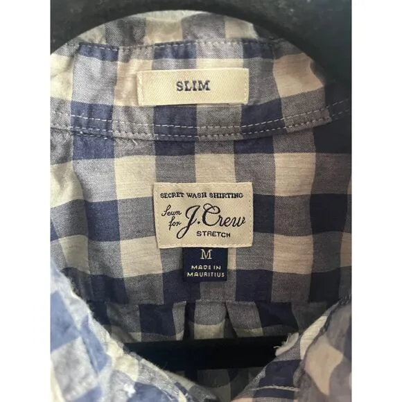 J.Crew blue checkered button up size medium