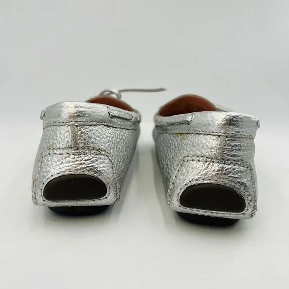 J.Crew Silver Loafers Metallic Effect Leather Slip On Shoes Size 7