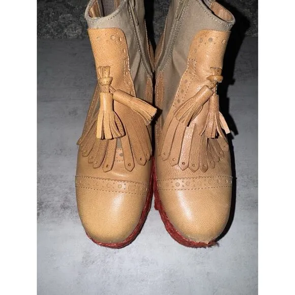 Jeffrey Campbell Brown Leather Upper Platform Shoes Size 8 38