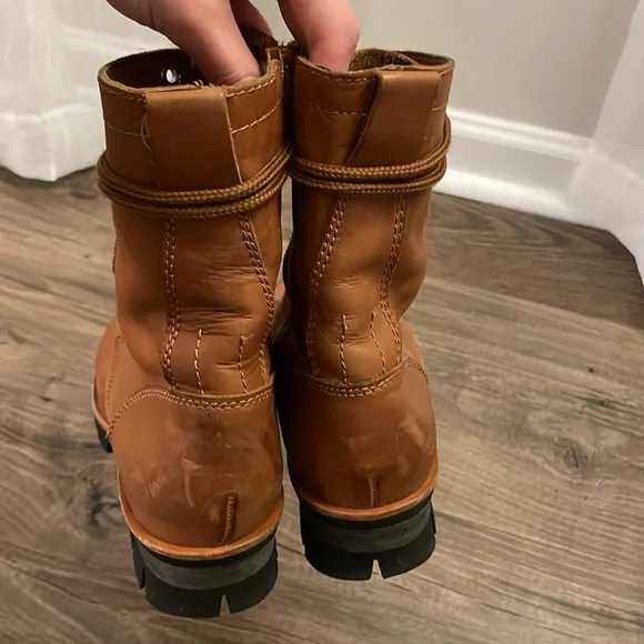 Jeffrey Campbell Free People Lucca Tan Leather Lace Combat Moto Boots