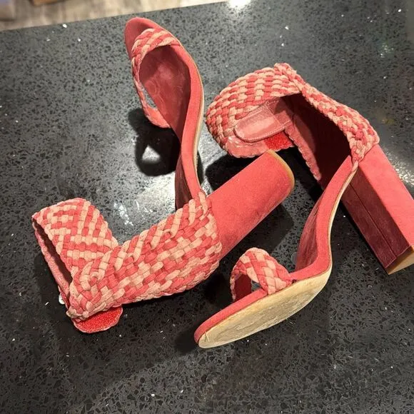 Jeffrey Campbell Lindsey Woven Braided Heel Sandals Size 6.5 EUC Womens