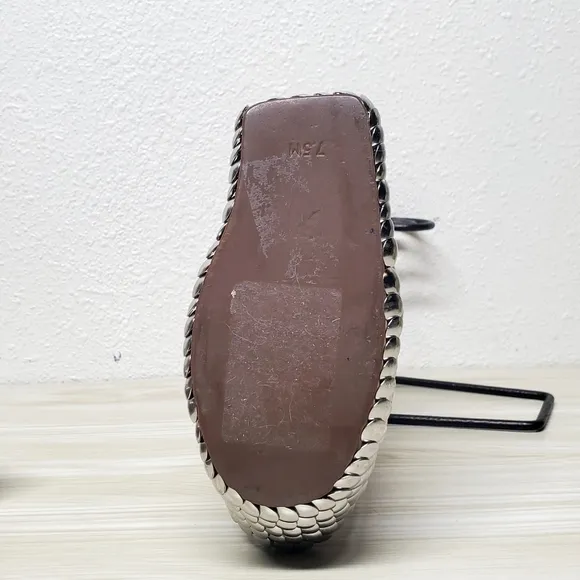 Jeffrey Campbell Night Tick Silver Tan Platform Shoes with Chunky Heel Size 7.5