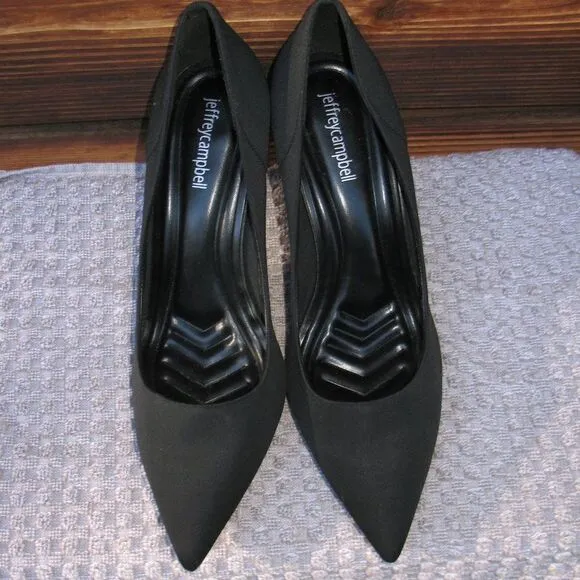 Jeffrey Campbell Womens 9 Black Pointed Toe Classic Pumps Heels Shoes