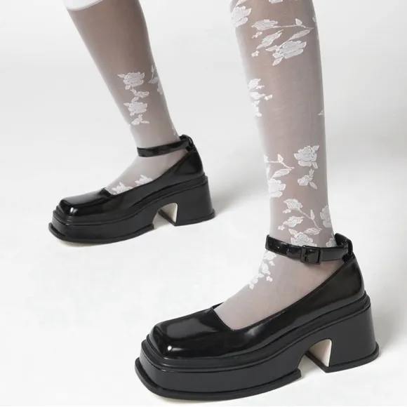 Jeffrey Campbell Womens Shoes Black Mary Jane Platform Empath Platform Size 8