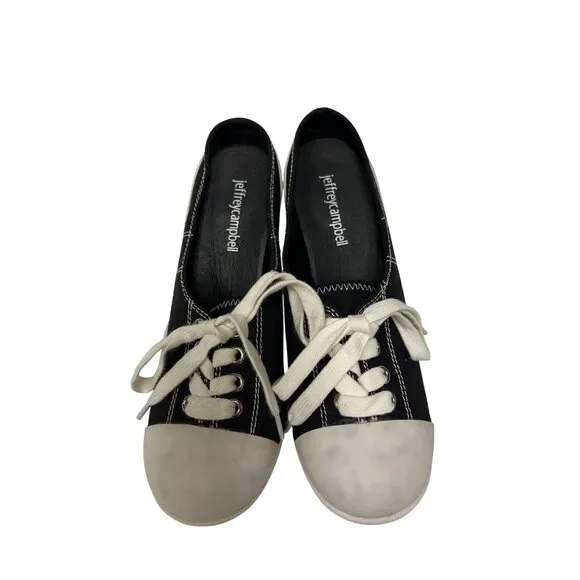 Jeffrey Campbell Women's Shoes Sneaker Heels Black White Slip On Mules 5.5