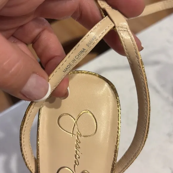 Jessica Simpson | gold “Immie” heels, sz 9