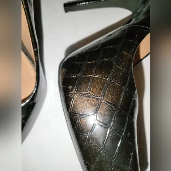 Jessica Simpson (Sz 8) Dark Brown Croc Embossed Parisah Platform Pumps NewWOBox