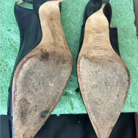 Jimmy Choo Leather High Heels classic pumps slingback shoes pointy toe