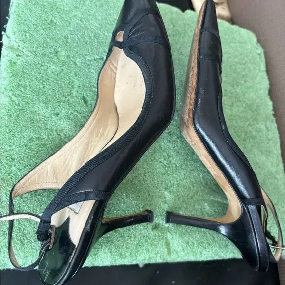Jimmy Choo Leather High Heels classic pumps slingback shoes pointy toe