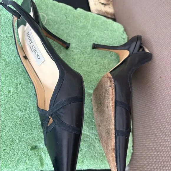 Jimmy Choo Leather High Heels classic pumps slingback shoes pointy toe