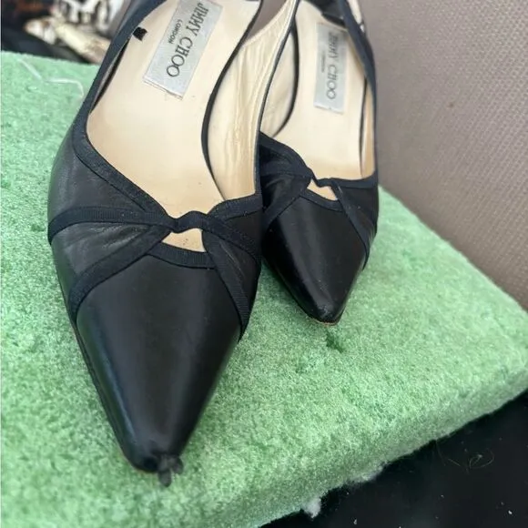 Jimmy Choo Leather High Heels classic pumps slingback shoes pointy toe