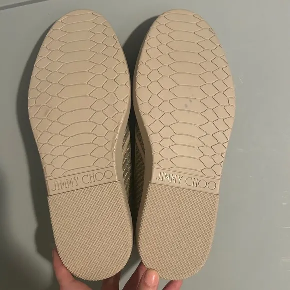 Jimmy Choo Slip On Sneakers Woven Tan Casual Shoes Size 41