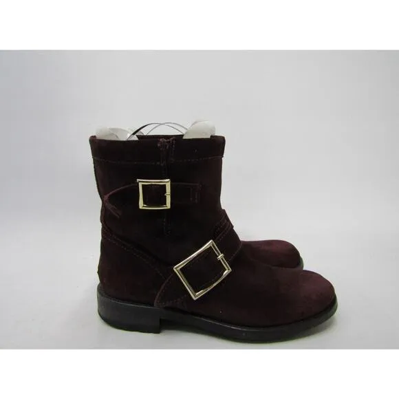 Jimmy Choo Womens Size 35 EUR Burgundy Suede Buckle Fashion Ankle Boots