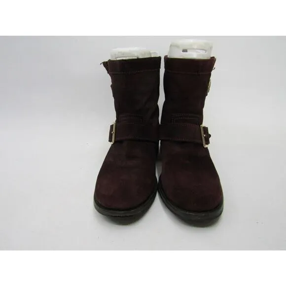 Jimmy Choo Womens Size 35 EUR Burgundy Suede Buckle Fashion Ankle Boots