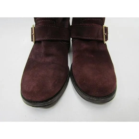 Jimmy Choo Womens Size 35 EUR Burgundy Suede Buckle Fashion Ankle Boots