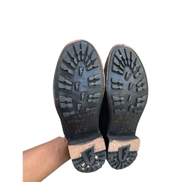 John Fluevog TULLIA Woven Black‎ Leather Slip On Mules, Size 7
