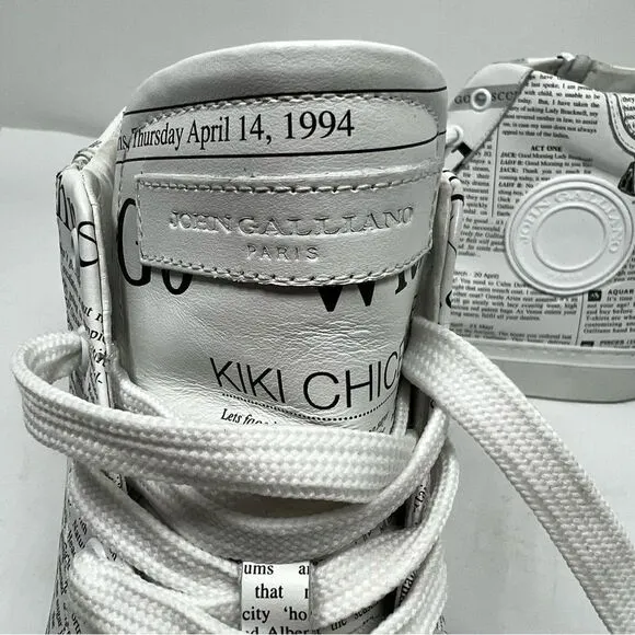 JOHN GALLIANO Paris GAZETTE White Leather High Top MEN'S Sneakers EUR 43