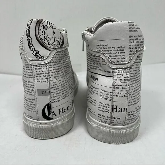 JOHN GALLIANO Paris GAZETTE White Leather High Top MEN'S Sneakers EUR 43
