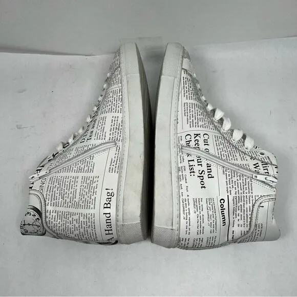 JOHN GALLIANO Paris GAZETTE White Leather High Top MEN'S Sneakers EUR 43