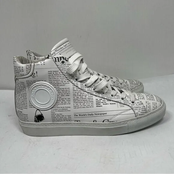 JOHN GALLIANO Paris GAZETTE White Leather High Top MEN'S Sneakers EUR 43
