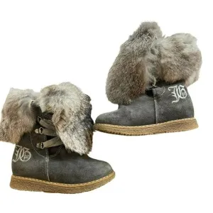 John Galliano Shoes Fur and Suede Signature Boots Size US 7