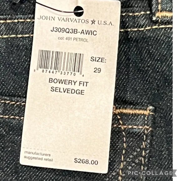 John Varvatos, 29” Waist, Men’s, Black Jeans, Straight Leg, Slim, Designer, NWT!