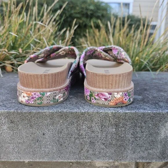 Johnny Was 7.5 Jenna X Band Sandal Flip Flop Platform Floral‎ Boho JWS3122