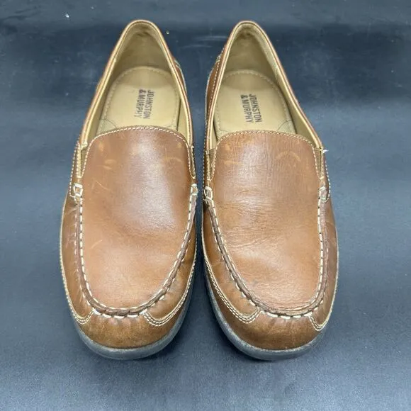 Johnston &amp; Murphy MENS Leather Loafer Size 6M BOYS TAN LEATHER SLIP-ON EUC