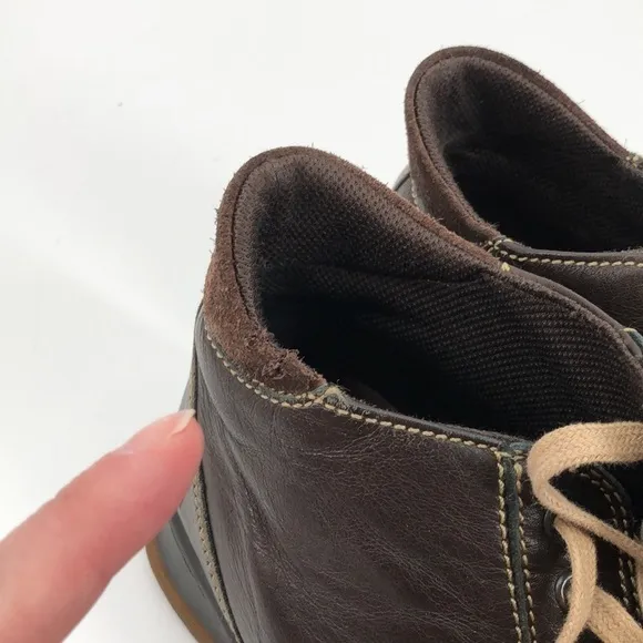 Johnston &amp; Murphy Size 9 Lace Up Brown Leather with Suede Shoes Boots