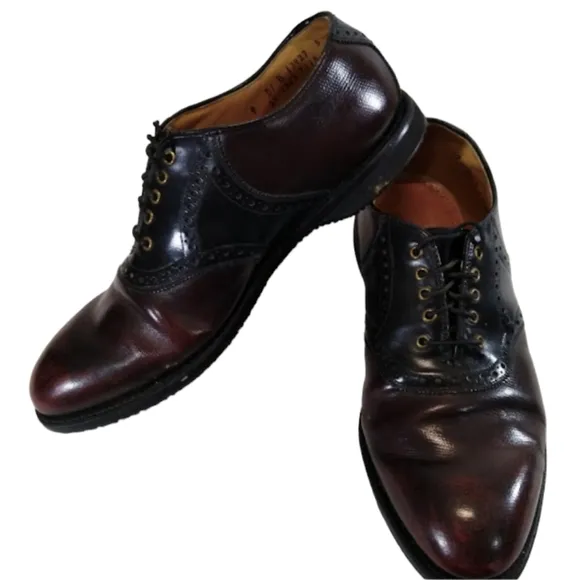 Johnston &amp; Murphy Vintage‎ Men's Golf Saddle Shoes in Mahogany and Black Size 9D