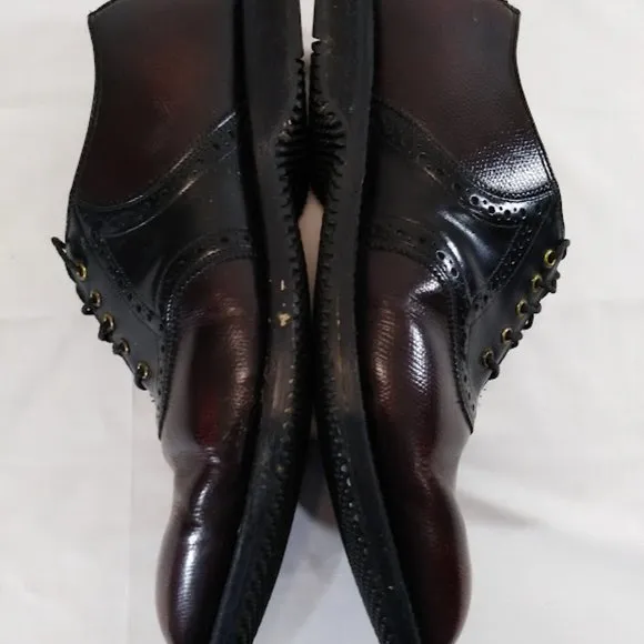 Johnston &amp; Murphy Vintage‎ Men's Golf Saddle Shoes in Mahogany and Black Size 9D