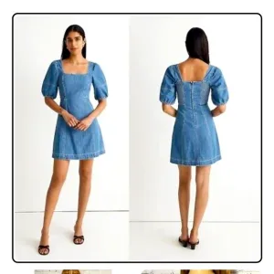 Joie Denim Puff Sleeve Mini Dress, Zip up back, seam detail, Size XL
