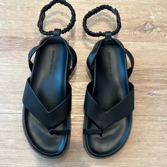JONATHAN SIMKHAI Talie Toe Platform Leather Thong Sandals Shoes EU 38/US 8