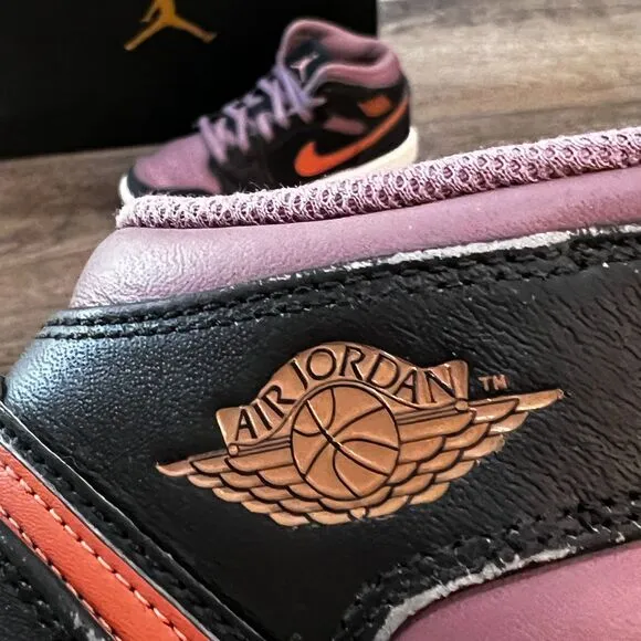 Jordan 1 Mid SE Black Sky J Mauve Sneakers Kids Size 4Y or Women's Size 5.5