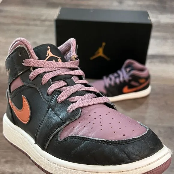 Jordan 1 Mid SE Black Sky J Mauve Sneakers Kids Size 4Y or Women's Size 5.5