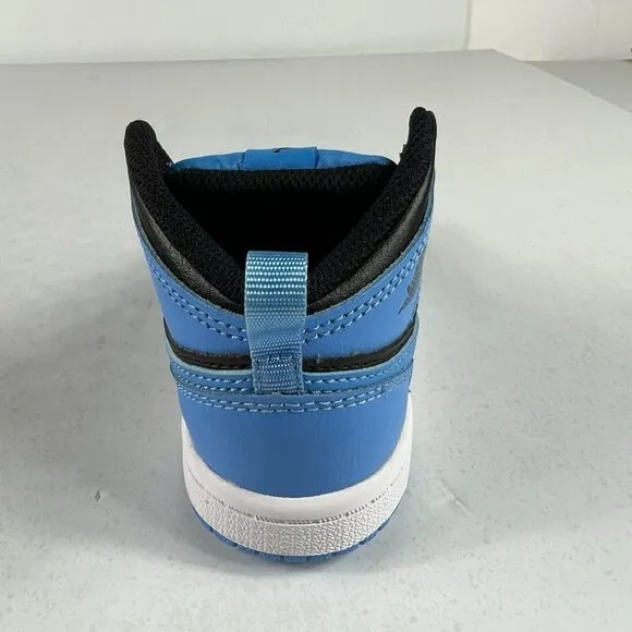Jordan 1 Mid Top Shoes Kids Size 8c University Blue &amp; Black Sneakers DQ8425-401