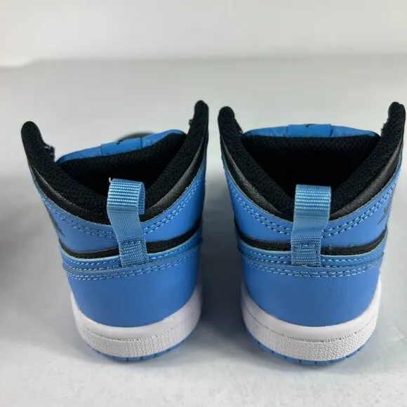 Jordan 1 Mid Top Shoes Kids Size 8c University Blue &amp; Black Sneakers DQ8425-401