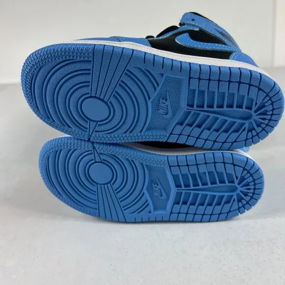Jordan 1 Mid Top Shoes Kids Size 8c University Blue &amp; Black Sneakers DQ8425-401