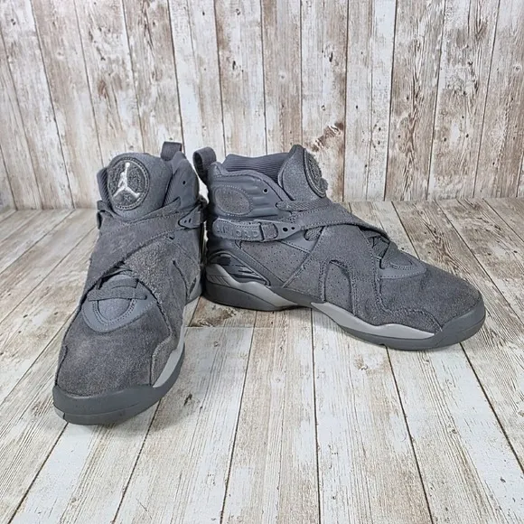 Jordan 8 Retro Cool Grey Sneakers Youth High Top Shoes 5.5Y womens 7