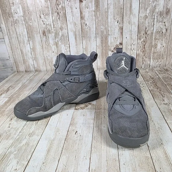 Jordan 8 Retro Cool Grey Sneakers Youth High Top Shoes 5.5Y womens 7