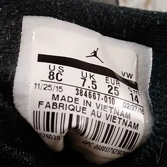 JORDAN AIR 6 Retro KIDS SHOES SIZE 8C