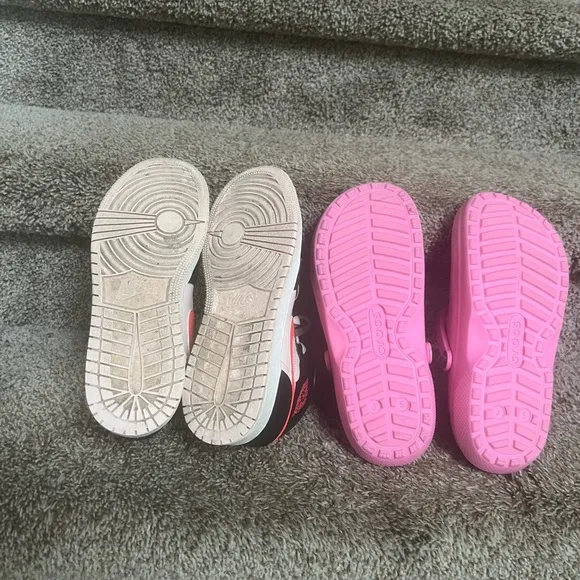 Jordan Black/Pink High-Top Kids Sneakers&amp; Crocs Clogs Lot