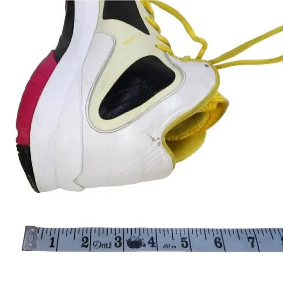 JORDAN Flywire white, red &amp; yellow high top leather sneakers men's size 12