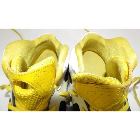 JORDAN Flywire white, red &amp; yellow high top leather sneakers men's size 12