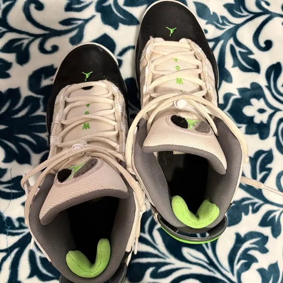 Jordan Green Black and White 6 rings High-Top Sneakers with Ankle Support