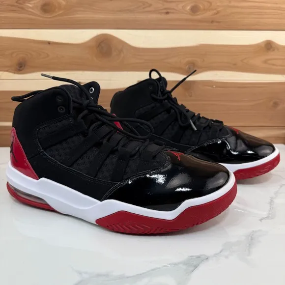 Jordan Max Aura 4 High Top Basketball Black Red Jumpman Sneakers Size 8