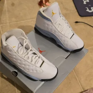 Jordan White and Yellow Athletic High-Top Sneakers