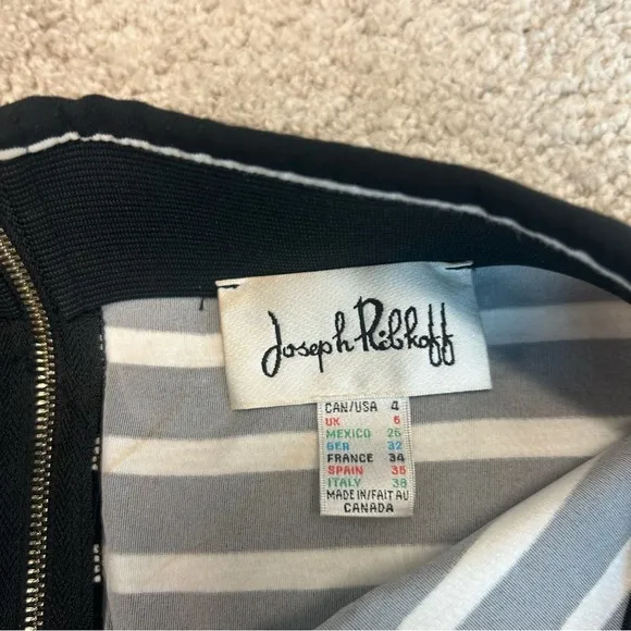 JOSEPH RIBKOFF black white Striped Zip Pencil Skirt Sz 4